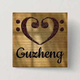 Double Bass Clef Heart Guzheng Button