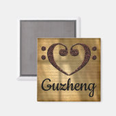 Double Bass Clef Heart Guzheng Magnet (Vorderseite/Rückseite)