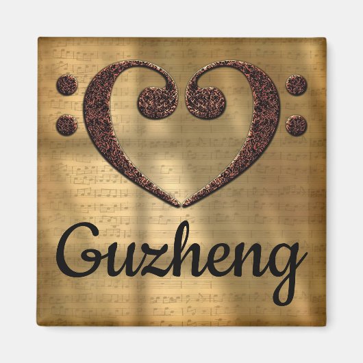 Double Bass Clef Heart Guzheng Magnet (Vorne)