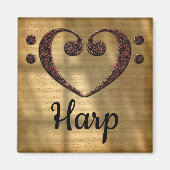 Double Bass Clef Heart Harp Magnet (Vorne)