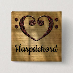 Double Bass Clef Heart Harpsichord Button