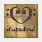Double Bass Clef Heart Harpsichord Magnet (Vorne)