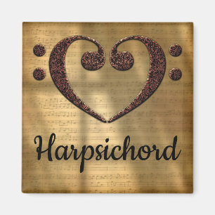 Double Bass Clef Heart Harpsichord Magnet