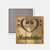 Double Bass Clef Heart Mandolin Magnet (Vorderseite/Rückseite)
