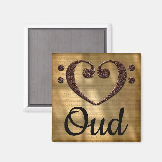 Double Bass Clef Heart Oud Magnet (Vorderseite/Rückseite)