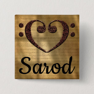 Double Bass Clef Heart Sarod Button