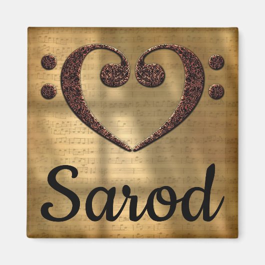 Double Bass Clef Heart Sarod Magnet (Vorne)