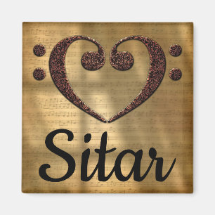 Double Bass Clef Heart Sitar Magnet