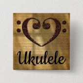 Double Bass Clef Heart Ukulele Button (Vorderseite)