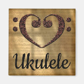 Double Bass Clef Heart Ukulele Magnet (Vorne)