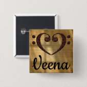Double Bass Clef Heart Veena Button (Vorne & Hinten)