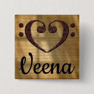 Double Bass Clef Heart Veena Button