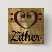 Double Bass Clef Heart Zither Button (Vorderseite)