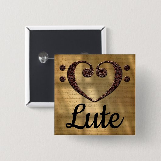 Double Bass Clef Herz Lute Button (Vorne & Hinten)