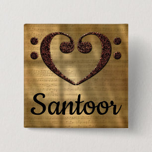 Double Bass Clef Herz Santoor Button