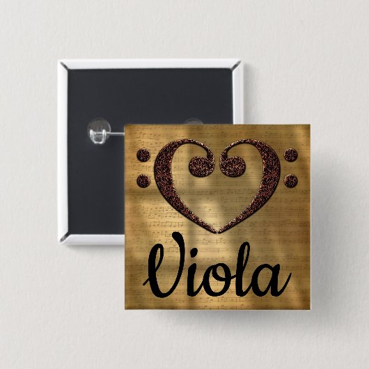Double Bass Clef Herz Viola Button (Vorne & Hinten)
