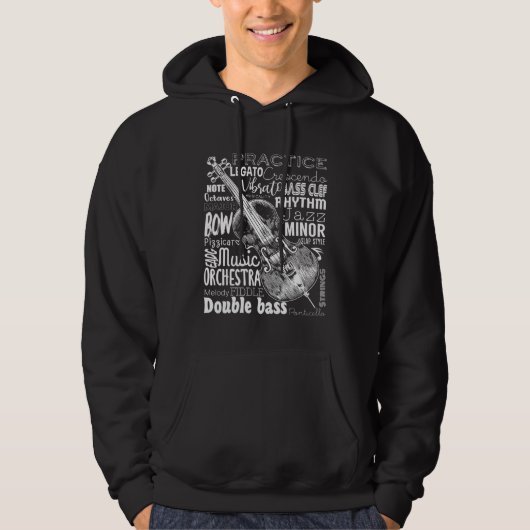 Double Bass Instrument Word Cloud Musicians Double Hoodie (Vorderseite)