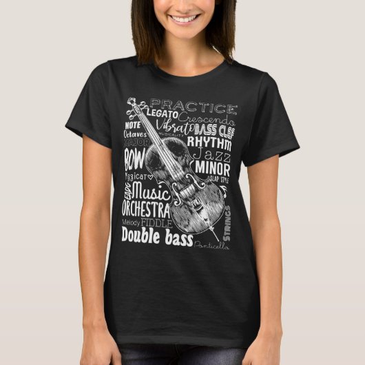 Double Bass Instrument Word Cloud Musicians Double T-Shirt (Vorderseite)