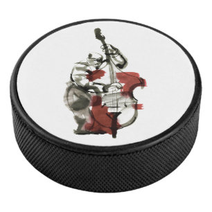Double Bass Player Eishockey Puck