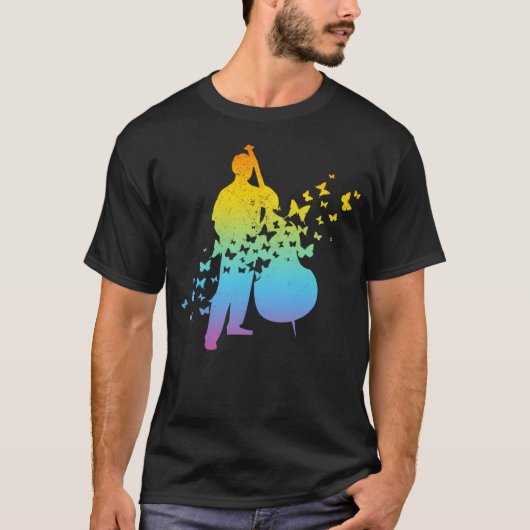 Double Bass Player With Butterflies  Double Bass T-Shirt (Vorderseite)