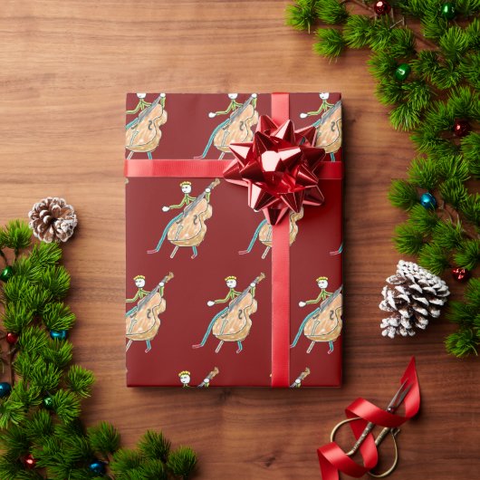 Double Bass Stickman Geschenkpapier (Feiertagsgeschenk)