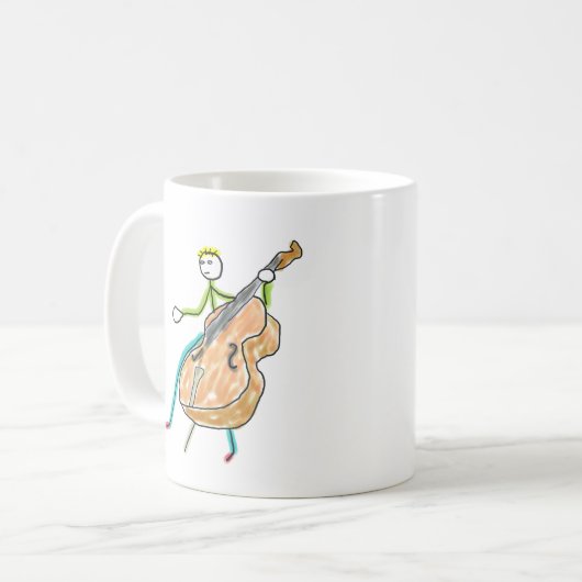 Double Bass Stickman Kaffeetasse (Vorderseite Links)