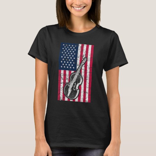 Double Bass US Flag Patriotic Double Bass Player T-Shirt (Vorderseite)