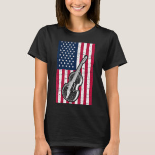 Double Bass US Flag Patriotic Double Bassist T-Shirt