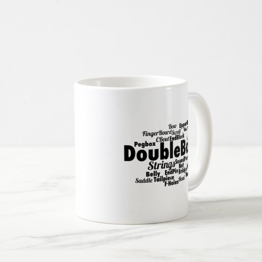 Double Bass Word Cloud Kaffeetasse (VorderseiteRechts)
