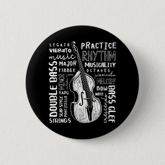 Double Bass Word Cloud Upright Bass Art Music Button