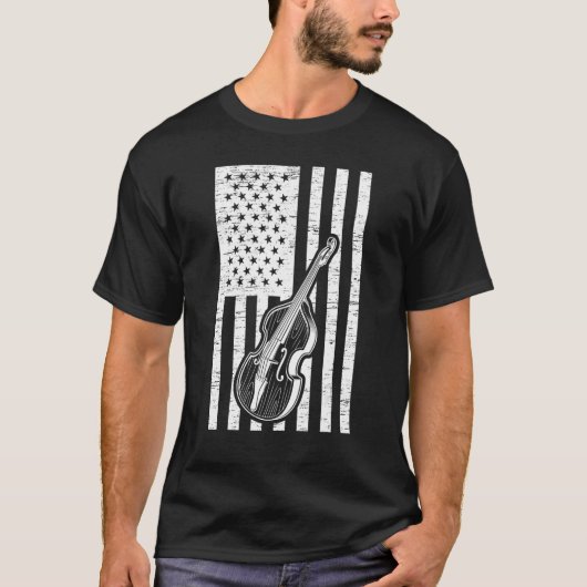 Double Bassist US Flag Double Bass Instrument T-Shirt (Vorderseite)