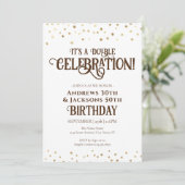 Double Birthday Party Star Confetti Einladung (Stehend Vorderseite)