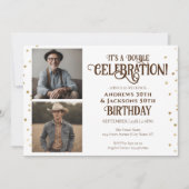 Double Birthday Party Star Confetti Foto Einladung (Vorderseite)