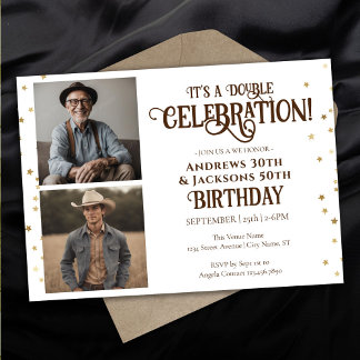 Double Birthday Party Star Confetti Foto Einladung