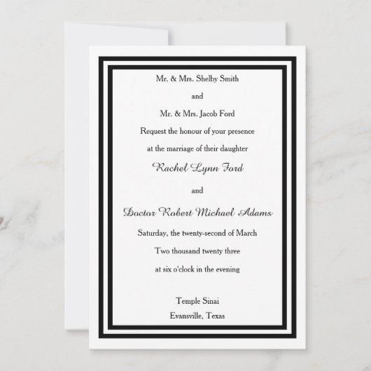 Double Black Trim - 12x18 Wedding Einladung (Vorderseite)