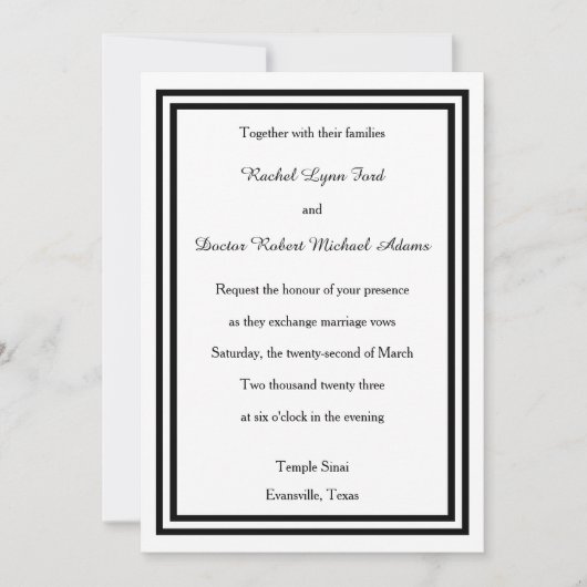 Double Black Trim - 12x18Wedding Einladung (Vorderseite)