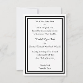 Double Black Trim -3x5 Einladung zur Hochzeit