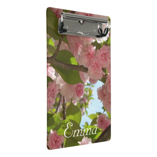 Double Blossoming Cherry Tree III Spring Floral Mini Klemmbrett (Schrägansicht)