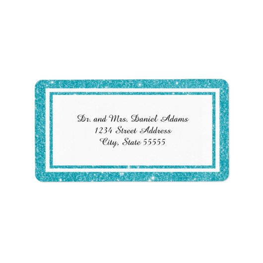Double Blue Glitzer Trim - Adressetikett (Vorne)