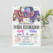 Double Celebration Roller Skating Disco Invitation Einladung (Stehend Vorderseite)