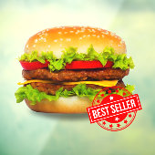 Double Cheeseburger Best Seller Burger Advert Fensteraufkleber (Blatt 3)