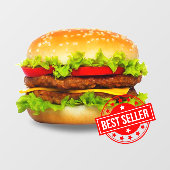 Double Cheeseburger Best Seller Burger Advert Fensteraufkleber (Blatt)