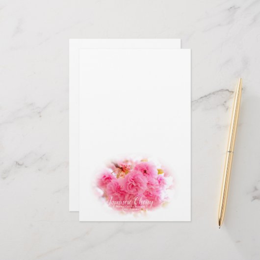 Double Cherry Blossom: Sato-zakura Briefpapier (Vorderseite/Rückseite Beispiel)