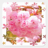 Double Cherry Blossom: Sato-zakura Quadratischer Aufkleber (Vorderseite)