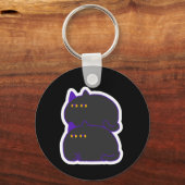 Double Chonky Black Cat Keychain Schlüsselanhänger (Vorderseite)
