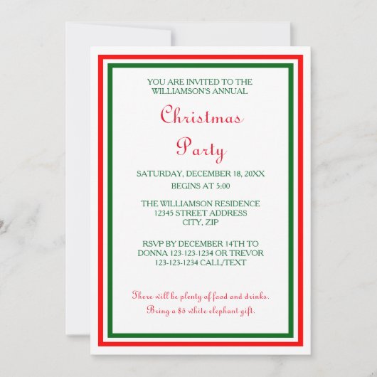 Double Christmas Trim - 12x18 Weihnachts-Party lad Einladung (Vorderseite)