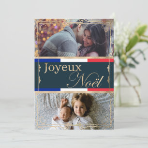 Double Custom Foto Joyeux Noël Französisch Weihnac Feiertagskarte