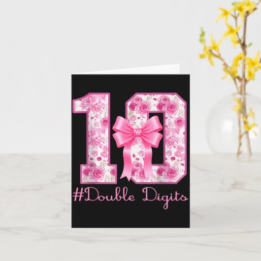 Double Digits 10th Birthday Girl Nk Coquette Bow 1 Karte (Gelbe Blume)