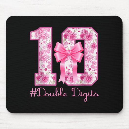 Double Digits 10th Birthday Girl Nk Coquette Bow 1 Mousepad (Vorne)