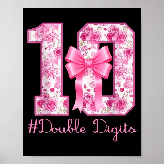 Double Digits 10th Birthday Girl Nk Coquette Bow 1 Poster (Vorne)